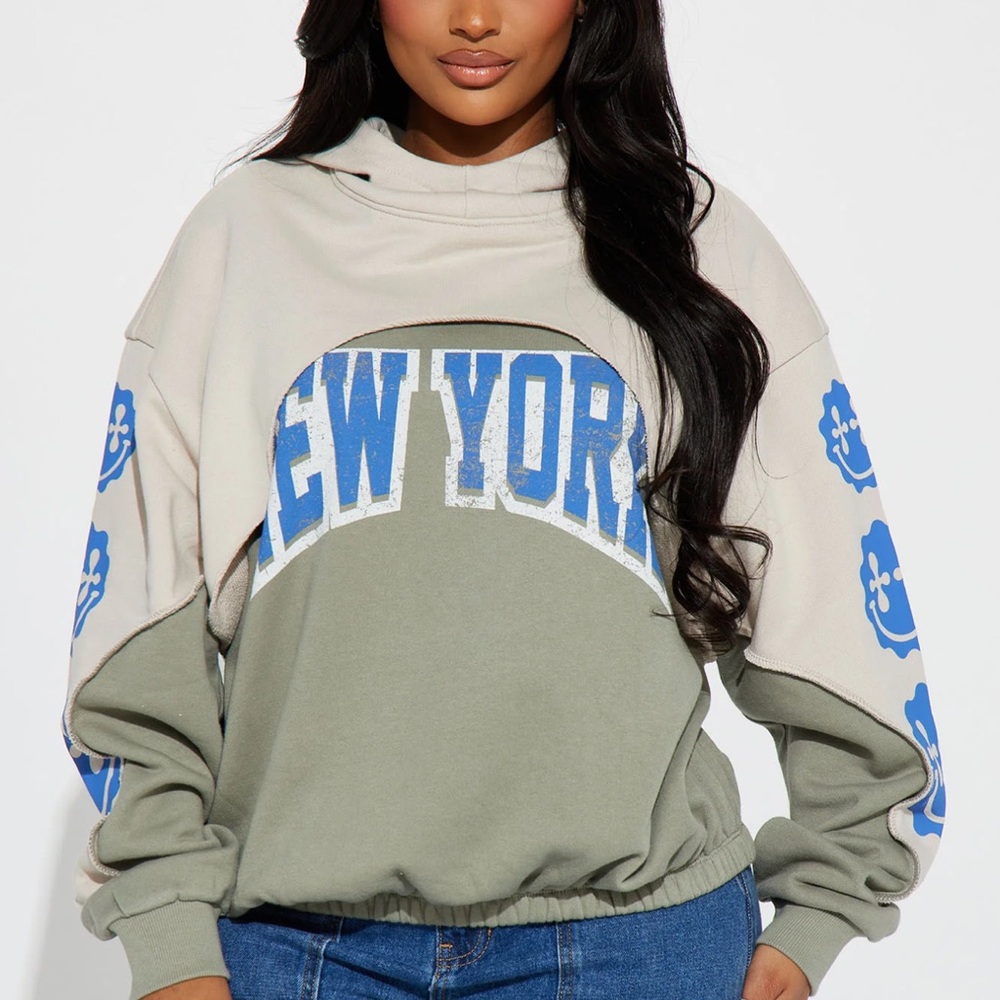 Fashion Nova Green Oversized Long Sleeve Hoodie